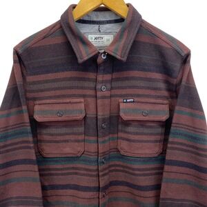 Jetty Burgundy Horizon Heavy Duty Flannel Button Up Long Sleeve Mens Medium